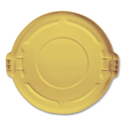 BRUTE Self-Draining Flat Top Lids for 32 gal Round BRUTE Containers, 22.25" Diameter, Yellow