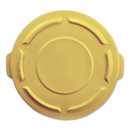 BRUTE Self-Draining Flat Top Lids for 32 gal Round BRUTE Containers, 22.25" Diameter, Yellow