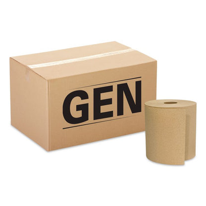 Hardwound Roll Towels, 1-Ply, 8" x 600 ft, Natural, 12 Rolls/Carton