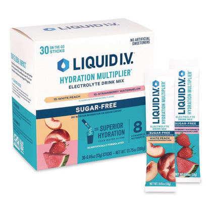 Sugar-Free Hydration Multiplier, White Peach/Strawberry Watermelon, 0.45 oz Packets, 30/Box