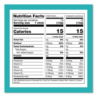 Sugar-Free Hydration Multiplier, White Peach/Strawberry Watermelon, 0.45 oz Packets, 30/Box