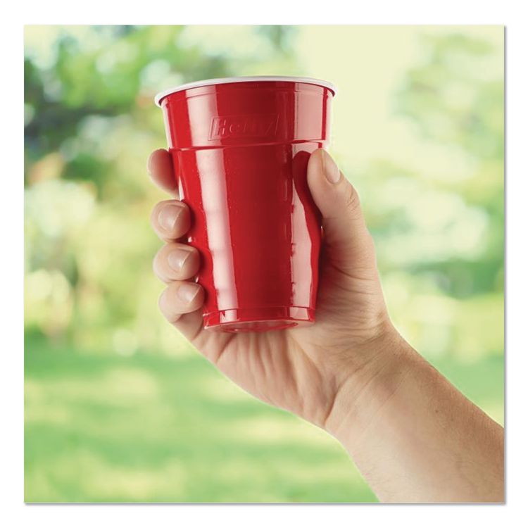 Easy Grip Disposable Plastic Party Cups, 9 oz, Red, 50/Pack, 12 Packs/Carton