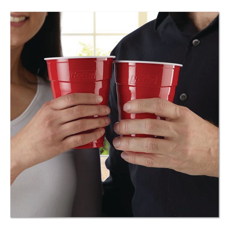 Easy Grip Disposable Plastic Party Cups, 9 oz, Red, 50/Pack, 12 Packs/Carton