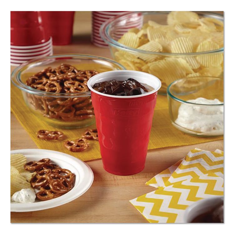 Easy Grip Disposable Plastic Party Cups, 9 oz, Red, 50/Pack, 12 Packs/Carton
