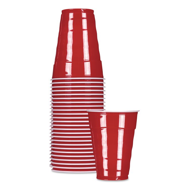 Easy Grip Disposable Plastic Party Cups, 9 oz, Red, 50/Pack, 12 Packs/Carton