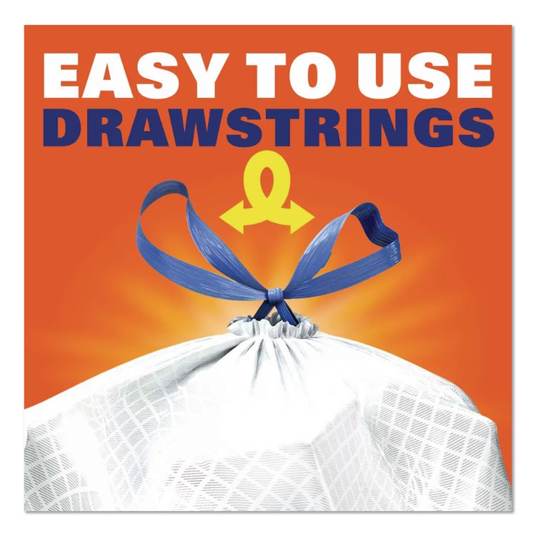 Ultra Strong Scented Tall Kitchen Bags, Drawstring, 13 gal, Clean Burst, 24.75" x 24.88", White, 80 Bags/Box, 3 Boxes/Carton