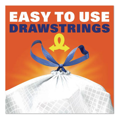 Ultra Strong Scented Tall Kitchen Bags, Drawstring, 13 gal, Clean Burst, 24.75" x 24.88", White, 80 Bags/Box, 3 Boxes/Carton