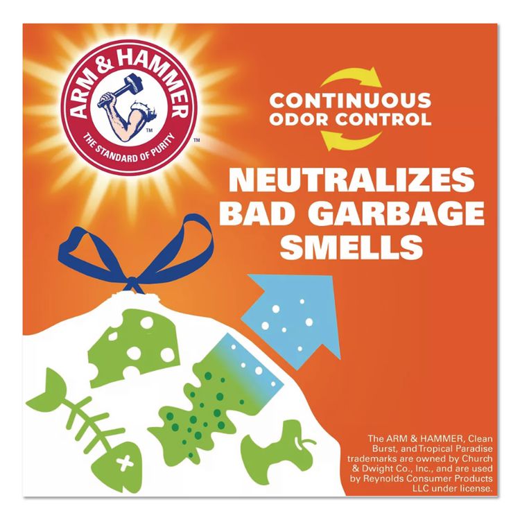 Ultra Strong Scented Tall Kitchen Bags, Drawstring, 13 gal, Clean Burst, 24.75" x 24.88", White, 80 Bags/Box, 3 Boxes/Carton