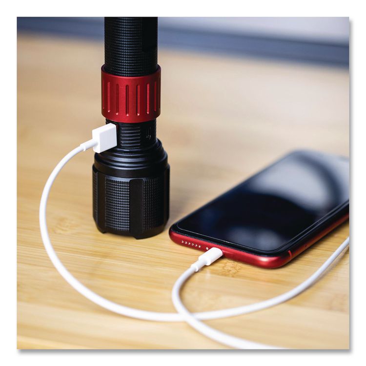 Rechargeable Ultra HD Flashlight with Power Bank, Rechargeable Lithium Ion Battery (Included), Black