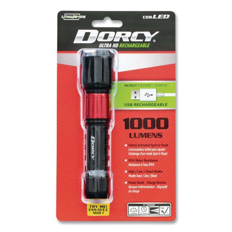 Rechargeable Ultra HD Flashlight with Power Bank, Rechargeable Lithium Ion Battery (Included), Black
