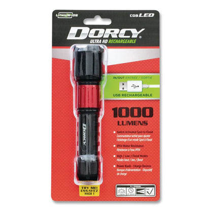 Rechargeable Ultra HD Flashlight with Power Bank, Rechargeable Lithium Ion Battery (Included), Black