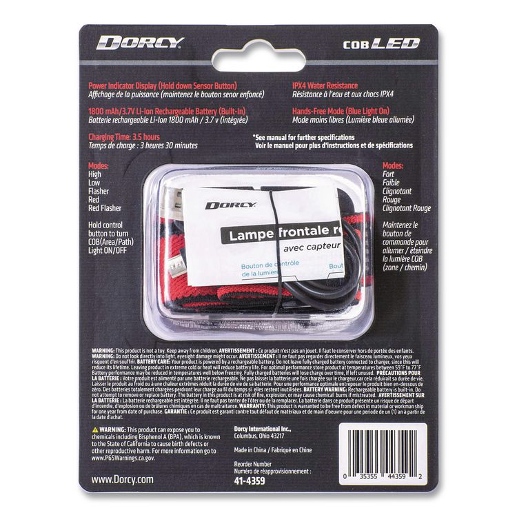 Ultra HD Rechargeable Headlamp, Rechargeable Lithium Ion Battery (Included), Black