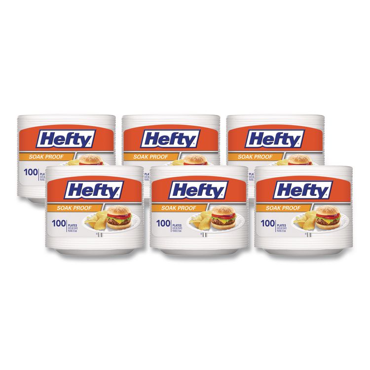 Soak Proof Tableware, Plate, Foam, 8.88" dia, White, 100/Pack, 6 Packs/Carton