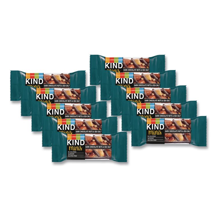 Minis, Dark Chocolate Nuts/Sea Salt, 0.7 oz Bar, 10/Pack