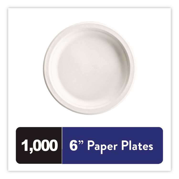 Paper Dinnerware, Plate, 6" dia, White, 1,000/Carton
