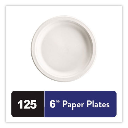 Paper Dinnerware, Plate, 6" dia, White, 125/Pack