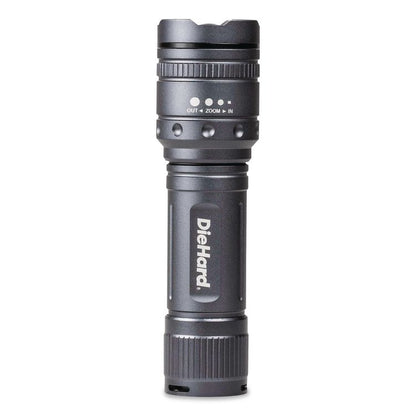 DieHard Twist Focus Aluminum 800 Lumen Flashlight, 3 AAA (Batteries (Included), Gray