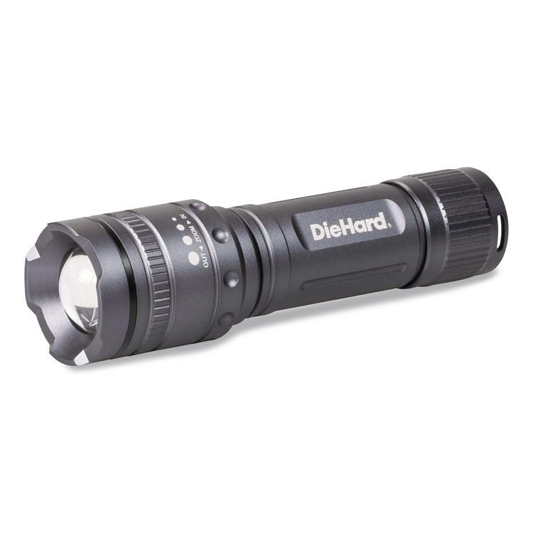 DieHard Twist Focus Aluminum 800 Lumen Flashlight, 3 AAA (Batteries (Included), Gray