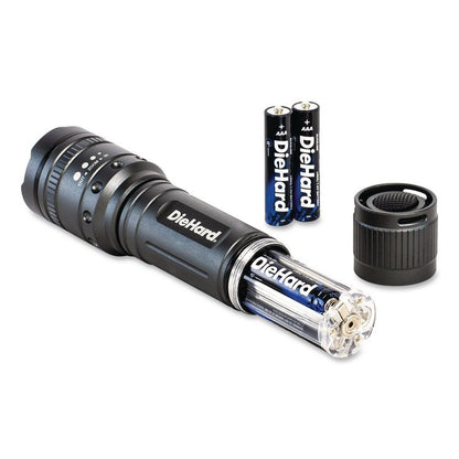 DieHard Twist Focus Aluminum 800 Lumen Flashlight, 3 AAA (Batteries (Included), Gray