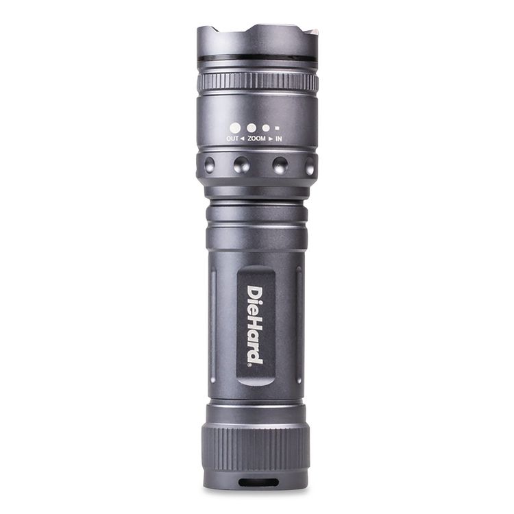 DieHard Twist Focus Aluminum 1,700 Lumen Flashlight, 6 AA Batteries (Included), Gray