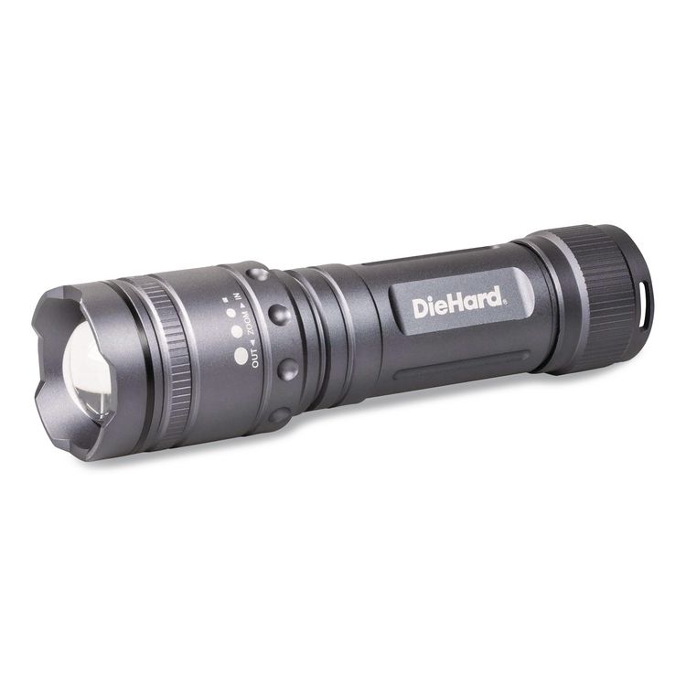 DieHard Twist Focus Aluminum 1,700 Lumen Flashlight, 6 AA Batteries (Included), Gray