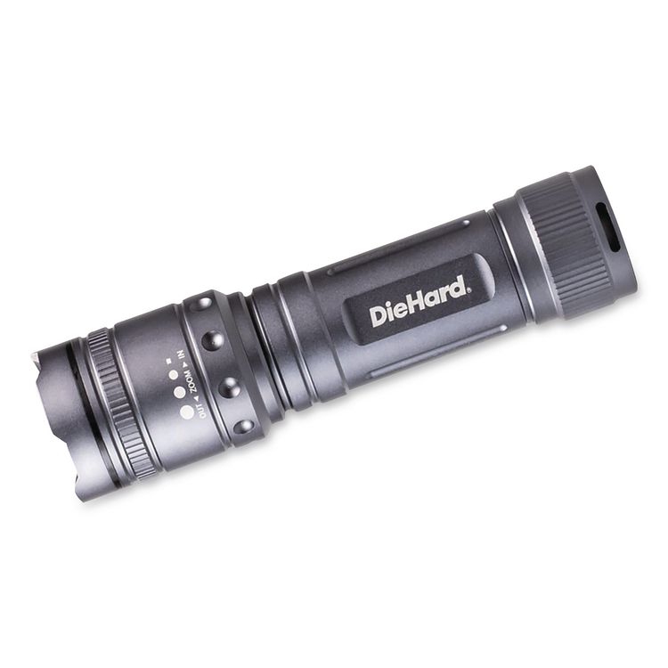 DieHard Twist Focus Aluminum 1,700 Lumen Flashlight, 6 AA Batteries (Included), Gray