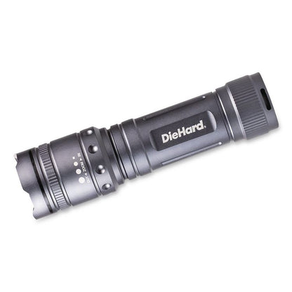 DieHard Twist Focus Aluminum 1,700 Lumen Flashlight, 6 AA Batteries (Included), Gray