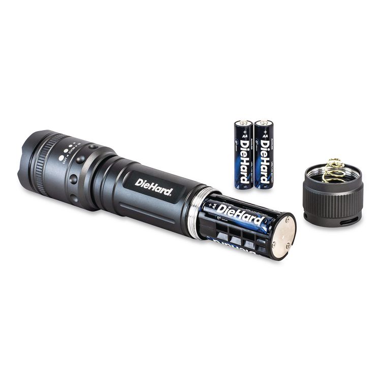 DieHard Twist Focus Aluminum 1,700 Lumen Flashlight, 6 AA Batteries (Included), Gray