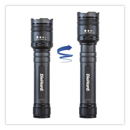 DieHard Twist Focus 3,000 Lumen Aluminum Flashlight, 9 AA Batteries (Included), Gray
