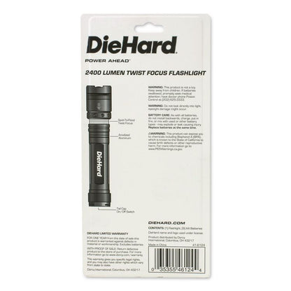DieHard Twist Focus 3,000 Lumen Aluminum Flashlight, 9 AA Batteries (Included), Gray