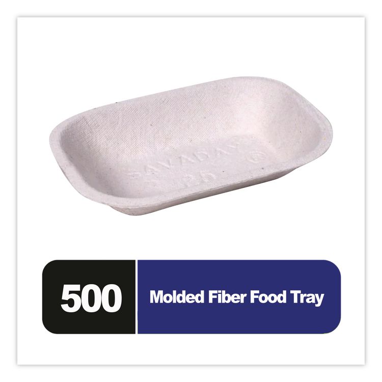 Savaday Molded Fiber Food Tray, 7 x 9, Beige, Paper, 250/Bag, 500/Carton