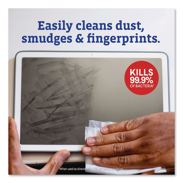 CloroxPro ScreenPlus Screen Sanitizing Wipes, 6 x 8, Citrus Blend, White, 75/Canister, 6 Canisters/Carton