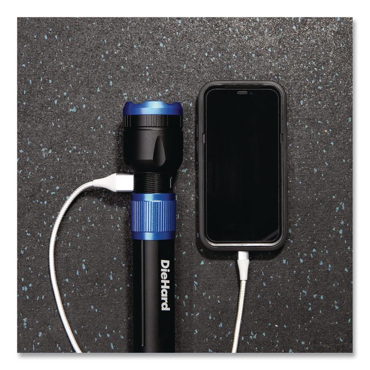 DieHard USB-C Rechargeable Aluminum Flashlight and Power Bank, Black