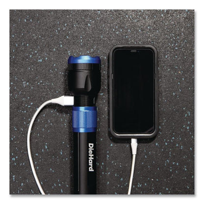 DieHard USB-C Rechargeable Aluminum Flashlight and Power Bank, Black