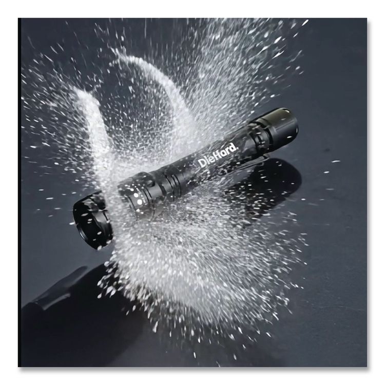 DieHard Aluminum 270 Lumen Twist Focus Flashlight with Pocket Clip, 2 AA Batteries (Included), Black