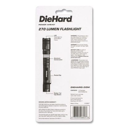 DieHard Aluminum 270 Lumen Twist Focus Flashlight with Pocket Clip, 2 AA Batteries (Included), Black