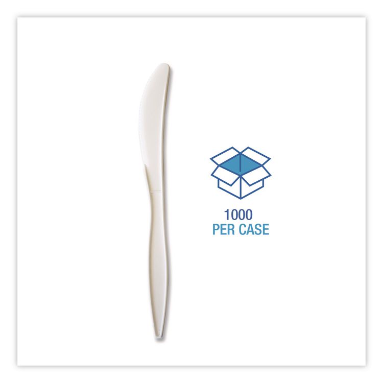 Mediumweight Polypropylene Cutlery, Knife, 5.86", Plastic, White, 1,000/Carton