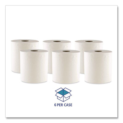 Hard Wound Towel, 1 Ply, 8" x 700 ft, White, 6/Carton