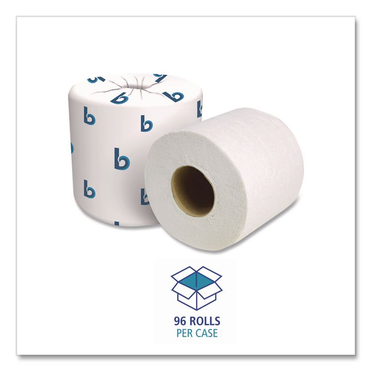 Two-Ply Toilet Tissue, Septic Safe, White, 125 ft Roll Length, 500 Sheets/Roll, 96 Rolls/Carton