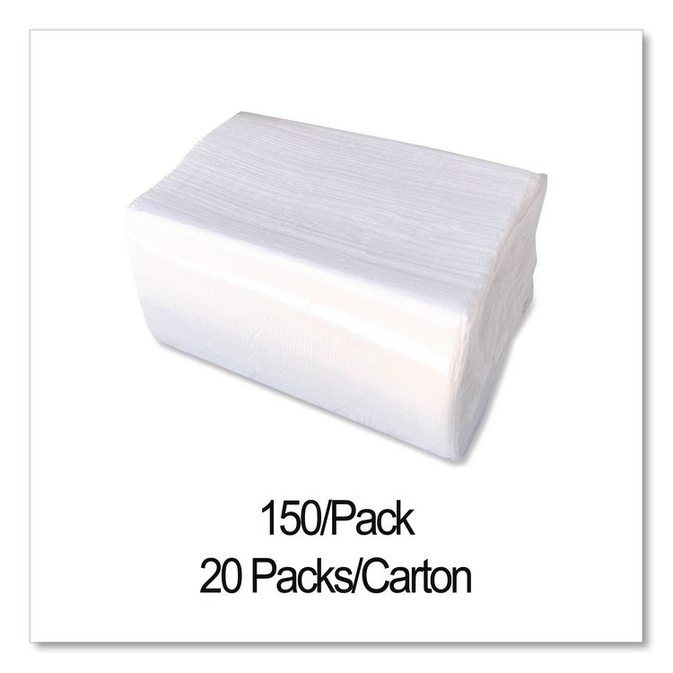 Dinner Napkins, 2-Ply, 14.5 x 16.5, White, 150/Pack, 20 Packs/Carton