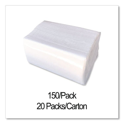Dinner Napkins, 2-Ply, 14.5 x 16.5, White, 150/Pack, 20 Packs/Carton