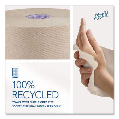 100% Recycled Hard Roll Paper Towels, 1-Ply, 8" x 900 ft, Brown, 6/Carton