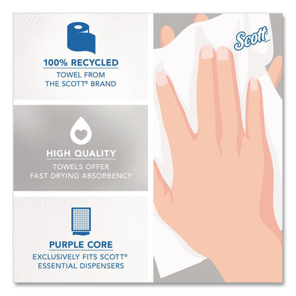 100% Recycled Hard Roll Paper Towels, 1-Ply, 8" x 700 ft, White, 6/Carton