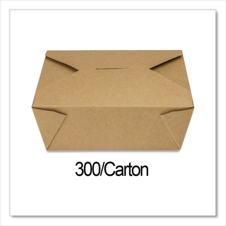 Reclosable Kraft Take-Out Box, 48 oz, 6.93 x 5.62 x 2.4, Brown, Paper, 300/Carton