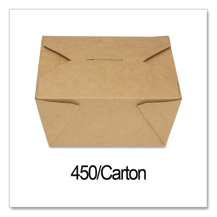 Reclosable Kraft Take-Out Box, 30 oz, 5.06 x 4.27 x 2.4, Brown, Paper, 450/Carton