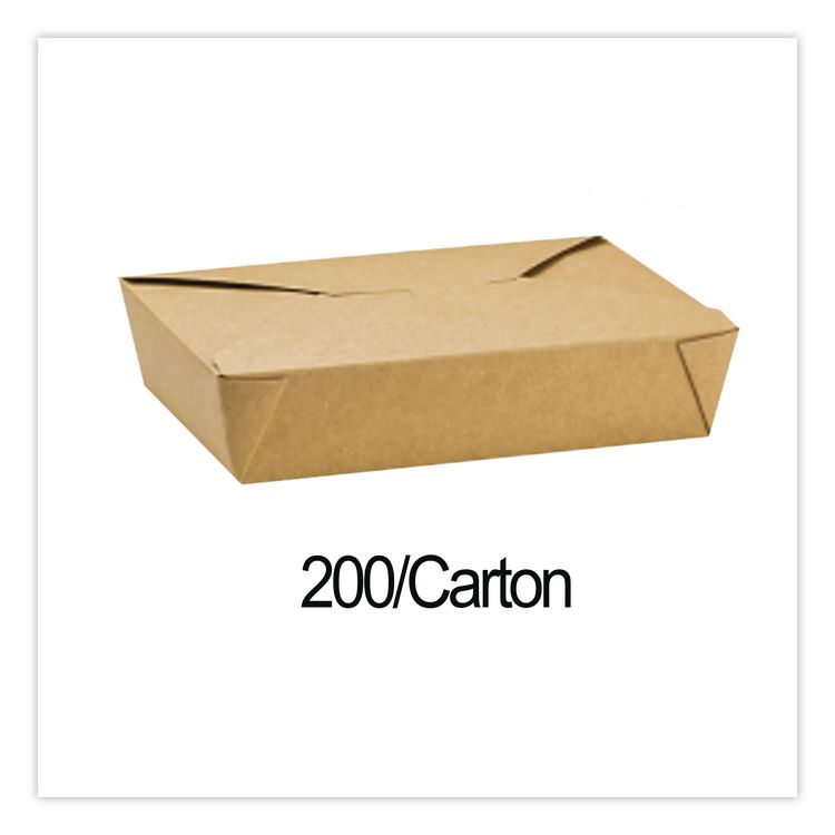 Reclosable Kraft Take-Out Box, 54 oz, 8.51 x 6.3 x 1.8, Brown, Paper, 200/Carton
