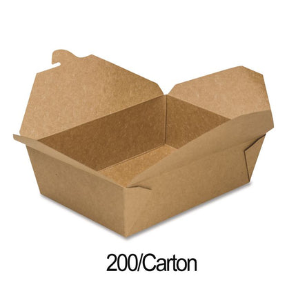 Reclosable Kraft Take-Out Box, 76 oz, 8.58 x 6.28 x 2.4, Brown, Paper, 200/Carton
