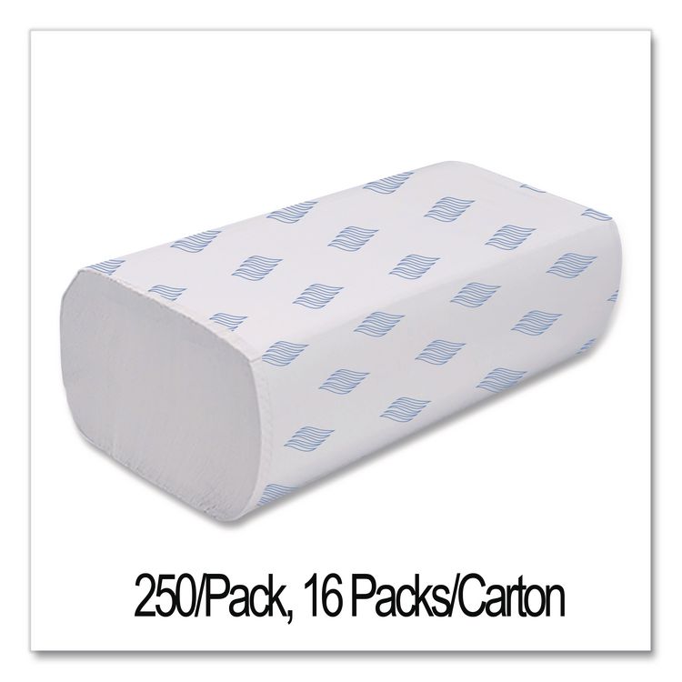 Multifold Towels, 1-Ply, 9.25 x 9.05, White, 250/Pack, 16 Packs/Carton