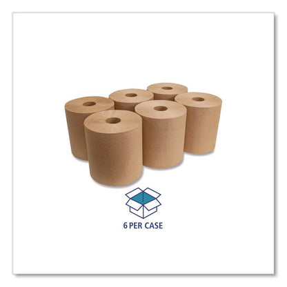 Hardwound Roll Towels, 1-Ply, 8" x 800 ft, Brown, 6 Rolls/Carton