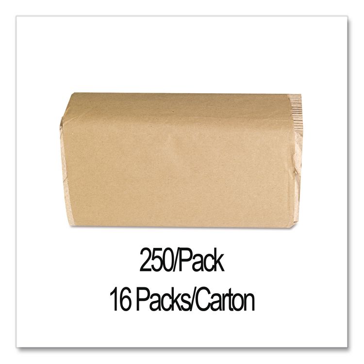 Singlefold Paper Towels, 9 x 9.45, Natural, 250/Pack, 16 Packs/Carton